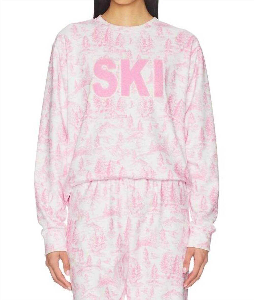 NEW BEACH RIOT cassia crewneck top in powder pink toile